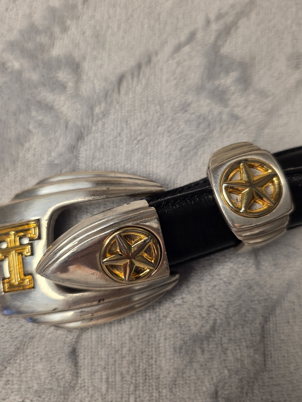 Western Concho Leather Texas Tech Gold And Silver Womens Belt.